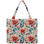 Flowers Flora Floral Background Pattern Nature Seamless Bloom Background Wallpaper Spring Mini Tote Bag