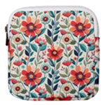 Flowers Flora Floral Background Pattern Nature Seamless Bloom Background Wallpaper Spring Mini Square Pouch