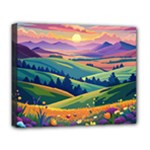 Field Valley Nature Meadows Flowers Dawn Landscape Deluxe Canvas 20  x 16  (Stretched)