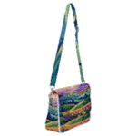 Field Valley Nature Meadows Flowers Dawn Landscape Shoulder Bag with Back Zipper