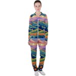 Field Valley Nature Meadows Flowers Dawn Landscape Casual Jacket and Pants Set
