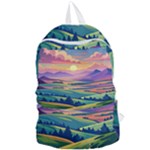 Field Valley Nature Meadows Flowers Dawn Landscape Foldable Lightweight Backpack