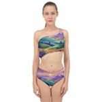Field Valley Nature Meadows Flowers Dawn Landscape Spliced Up Two Piece Swimsuit