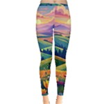 Field Valley Nature Meadows Flowers Dawn Landscape Inside Out Leggings