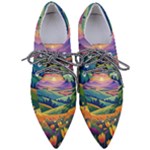 Field Valley Nature Meadows Flowers Dawn Landscape Pointed Oxford Shoes