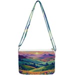 Field Valley Nature Meadows Flowers Dawn Landscape Double Gusset Crossbody Bag