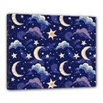 Night Moon Seamless Background Stars Sky Clouds Texture Pattern Canvas 20  x 16  (Stretched)