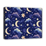 Night Moon Seamless Background Stars Sky Clouds Texture Pattern Deluxe Canvas 20  x 16  (Stretched)