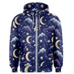 Night Moon Seamless Background Stars Sky Clouds Texture Pattern Men s Zipper Hoodie
