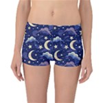 Night Moon Seamless Background Stars Sky Clouds Texture Pattern Reversible Boyleg Bikini Bottoms