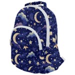 Night Moon Seamless Background Stars Sky Clouds Texture Pattern Rounded Multi Pocket Backpack