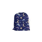 Night Moon Seamless Background Stars Sky Clouds Texture Pattern Drawstring Pouch (XS)