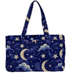 Night Moon Seamless Background Stars Sky Clouds Texture Pattern Canvas Work Bag
