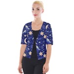 Night Moon Seamless Background Stars Sky Clouds Texture Pattern Cropped Button Cardigan
