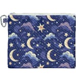 Night Moon Seamless Background Stars Sky Clouds Texture Pattern Canvas Cosmetic Bag (XXXL)