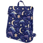 Night Moon Seamless Background Stars Sky Clouds Texture Pattern Flap Top Backpack