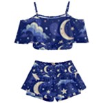 Night Moon Seamless Background Stars Sky Clouds Texture Pattern Kids  Off Shoulder Skirt Bikini