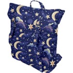 Night Moon Seamless Background Stars Sky Clouds Texture Pattern Buckle Up Backpack