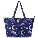 Night Moon Seamless Background Stars Sky Clouds Texture Pattern Full Print Shoulder Bag