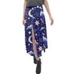 Night Moon Seamless Background Stars Sky Clouds Texture Pattern Velour Split Maxi Skirt