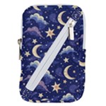 Night Moon Seamless Background Stars Sky Clouds Texture Pattern Belt Pouch Bag (Large)
