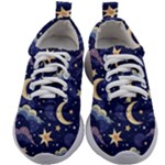 Night Moon Seamless Background Stars Sky Clouds Texture Pattern Kids Athletic Shoes
