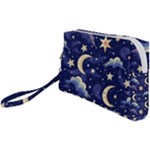 Night Moon Seamless Background Stars Sky Clouds Texture Pattern Wristlet Pouch Bag (Small)