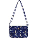 Night Moon Seamless Background Stars Sky Clouds Texture Pattern Double Gusset Crossbody Bag