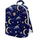Night Moon Seamless Background Stars Sky Clouds Texture Pattern Zip Up Backpack