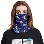 Night Moon Seamless Background Stars Sky Clouds Texture Pattern Face Covering Bandana (Two Sides)