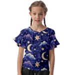 Night Moon Seamless Background Stars Sky Clouds Texture Pattern Kids  Cut Out Flutter Sleeves