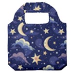 Night Moon Seamless Background Stars Sky Clouds Texture Pattern Premium Foldable Grocery Recycle Bag