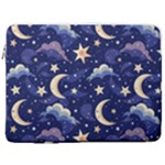 Night Moon Seamless Background Stars Sky Clouds Texture Pattern 17  Vertical Laptop Sleeve Case With Pocket