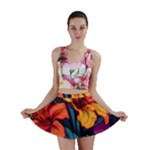 Hibiscus Flowers Colorful Vibrant Tropical Garden Bright Saturated Nature Mini Skirt