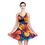 Hibiscus Flowers Colorful Vibrant Tropical Garden Bright Saturated Nature Reversible Skater Dress