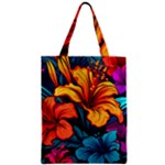 Hibiscus Flowers Colorful Vibrant Tropical Garden Bright Saturated Nature Zipper Classic Tote Bag