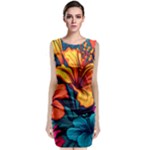 Hibiscus Flowers Colorful Vibrant Tropical Garden Bright Saturated Nature Classic Sleeveless Midi Dress