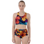 Hibiscus Flowers Colorful Vibrant Tropical Garden Bright Saturated Nature Racer Back Bikini Set