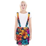 Hibiscus Flowers Colorful Vibrant Tropical Garden Bright Saturated Nature Braces Suspender Skirt