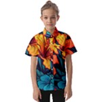 Hibiscus Flowers Colorful Vibrant Tropical Garden Bright Saturated Nature Kids  Short Sleeve Shirt