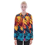 Hibiscus Flowers Colorful Vibrant Tropical Garden Bright Saturated Nature Womens Long Sleeve Shirt