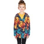Hibiscus Flowers Colorful Vibrant Tropical Garden Bright Saturated Nature Kids  Double Breasted Button Coat