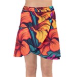 Hibiscus Flowers Colorful Vibrant Tropical Garden Bright Saturated Nature Wrap Front Skirt