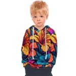 Hibiscus Flowers Colorful Vibrant Tropical Garden Bright Saturated Nature Kids  Overhead Hoodie