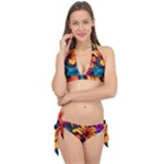 Hibiscus Flowers Colorful Vibrant Tropical Garden Bright Saturated Nature Tie It Up Bikini Set