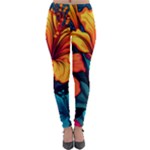 Hibiscus Flowers Colorful Vibrant Tropical Garden Bright Saturated Nature Lightweight Velour Leggings