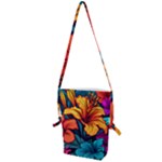 Hibiscus Flowers Colorful Vibrant Tropical Garden Bright Saturated Nature Folding Shoulder Bag