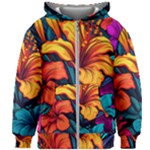 Hibiscus Flowers Colorful Vibrant Tropical Garden Bright Saturated Nature Kids  Zipper Hoodie Without Drawstring