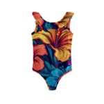 Hibiscus Flowers Colorful Vibrant Tropical Garden Bright Saturated Nature Kids  Frill Swimsuit