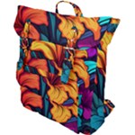 Hibiscus Flowers Colorful Vibrant Tropical Garden Bright Saturated Nature Buckle Up Backpack